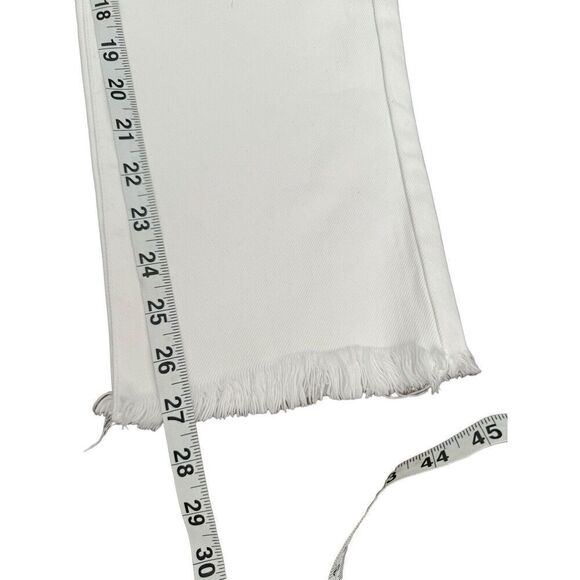 Kancan Cammie High Rise Straight Leg Jeans White Button Fly Frayed Hem 1/24 - Picture 8 of 13